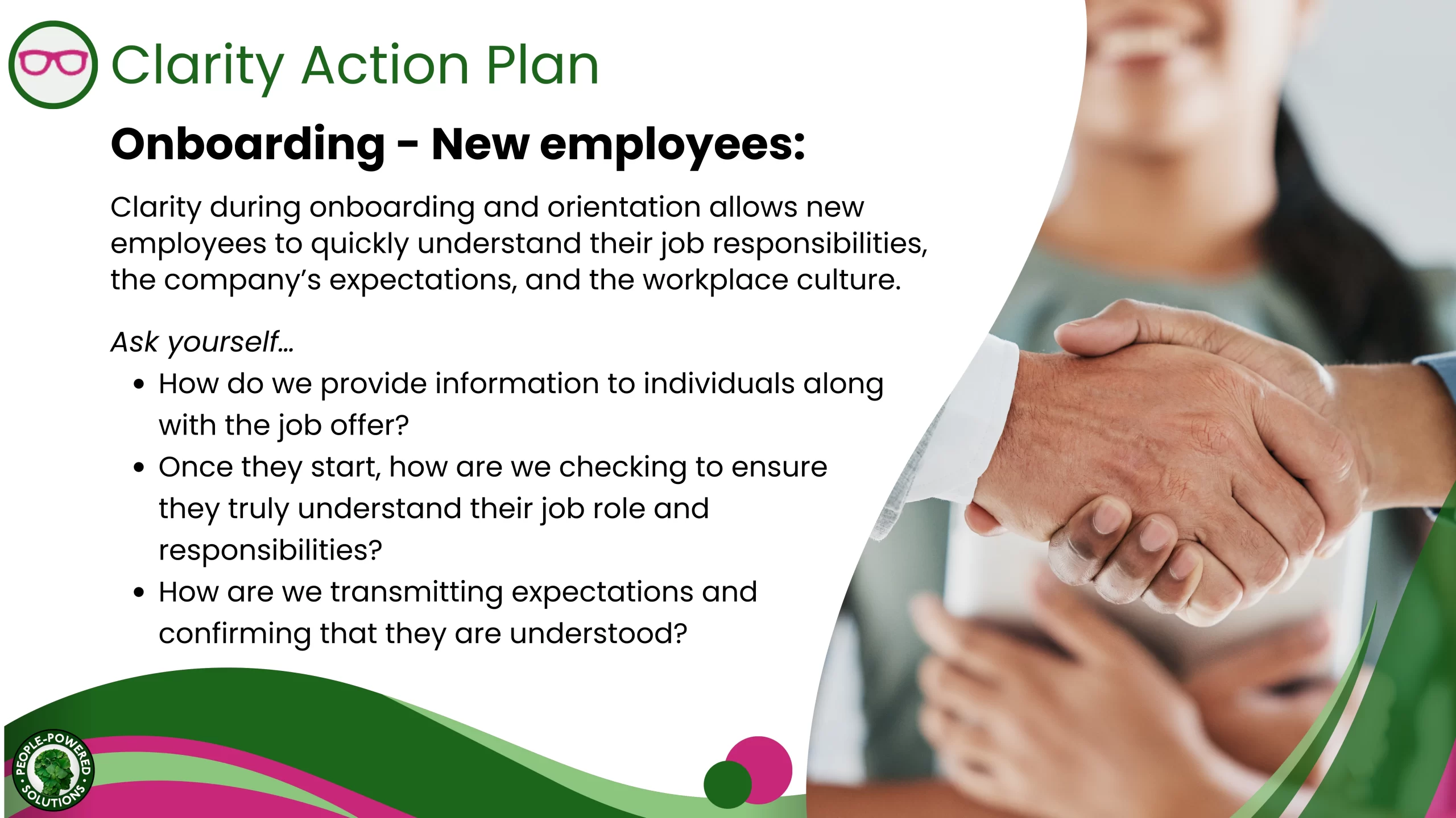 Clarity map for onboarding stage of new employees